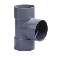 PVC T-stuk 40mm 3x lijmmof 90° grijs | CVketel.nl